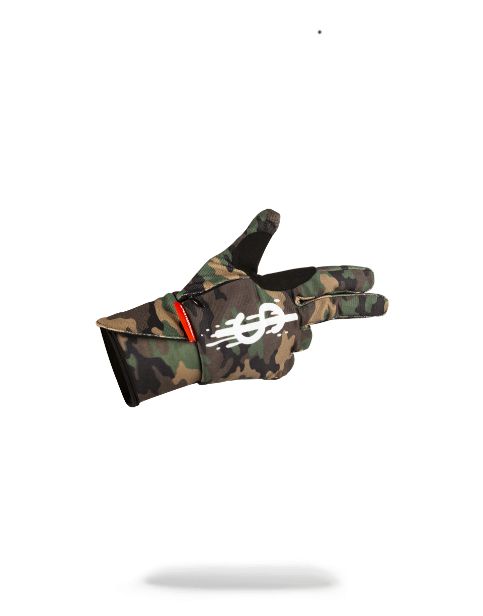 LEFT RED / RIGHT CAMO MONEY DRIPS GLOVES