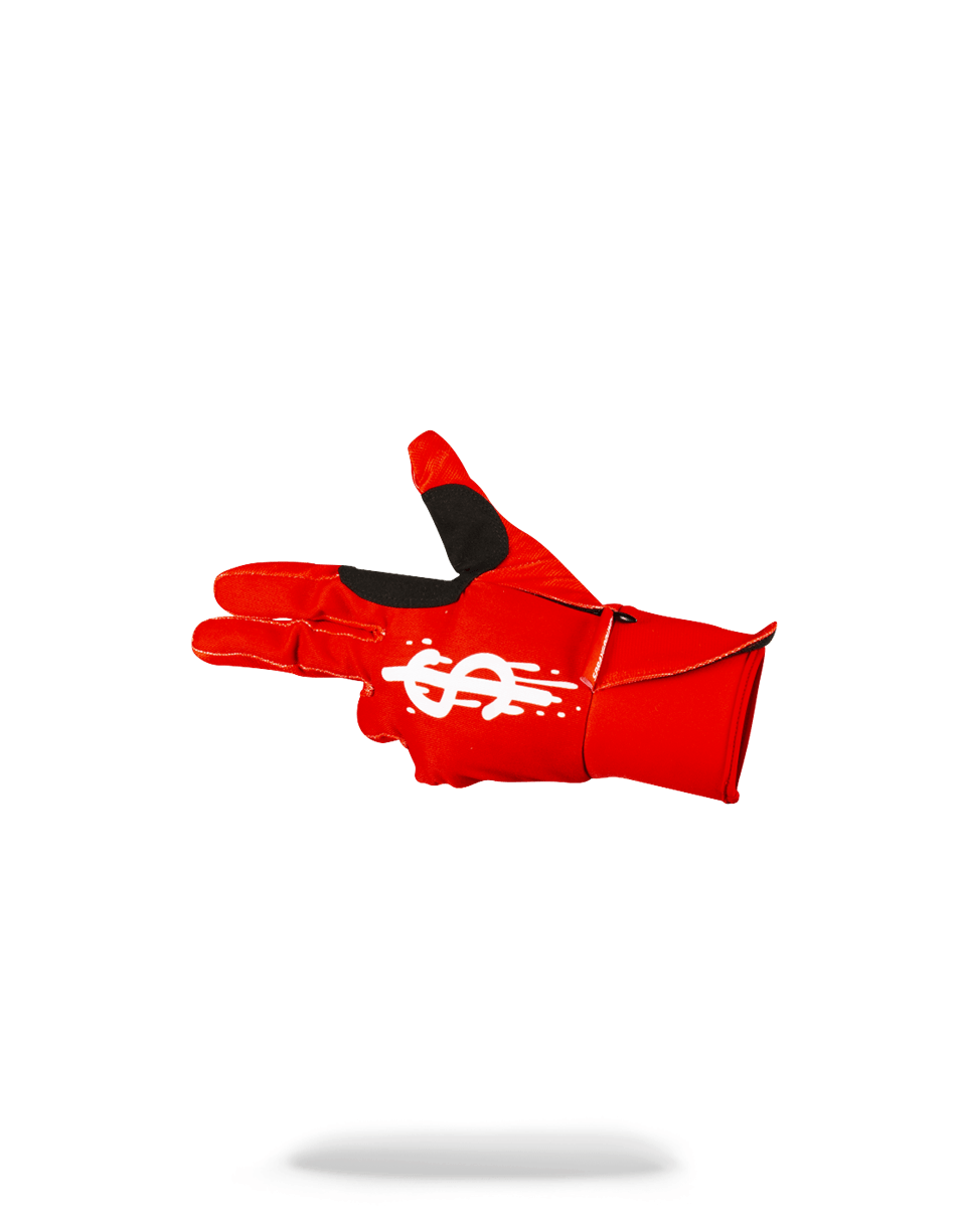 LEFT RED / RIGHT CAMO MONEY DRIPS GLOVES